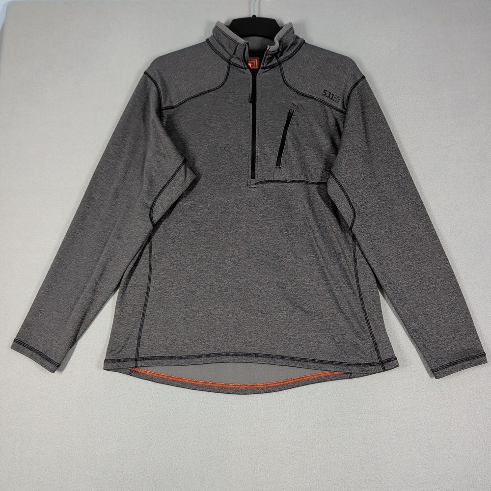 5.11 Tactical Pullover Mens Large 1/4 Zip Gray Grid Fleece Rapid Assault Outdoor